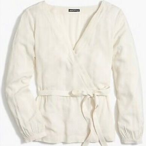 J. Crew Mercantile Ivory Faux Wrap Blouse